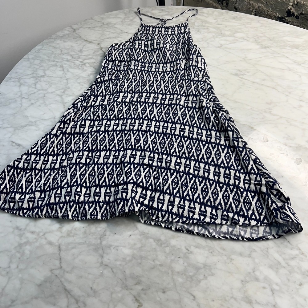 Geometric 100% Viscose Black and White Printed Halter Mini Dress size 6